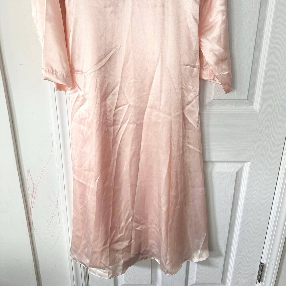 Etienne Peach Satin Vintage Long Robe Beaded Lace Slip Night Gown NWT Medium - Picture 7 of 16